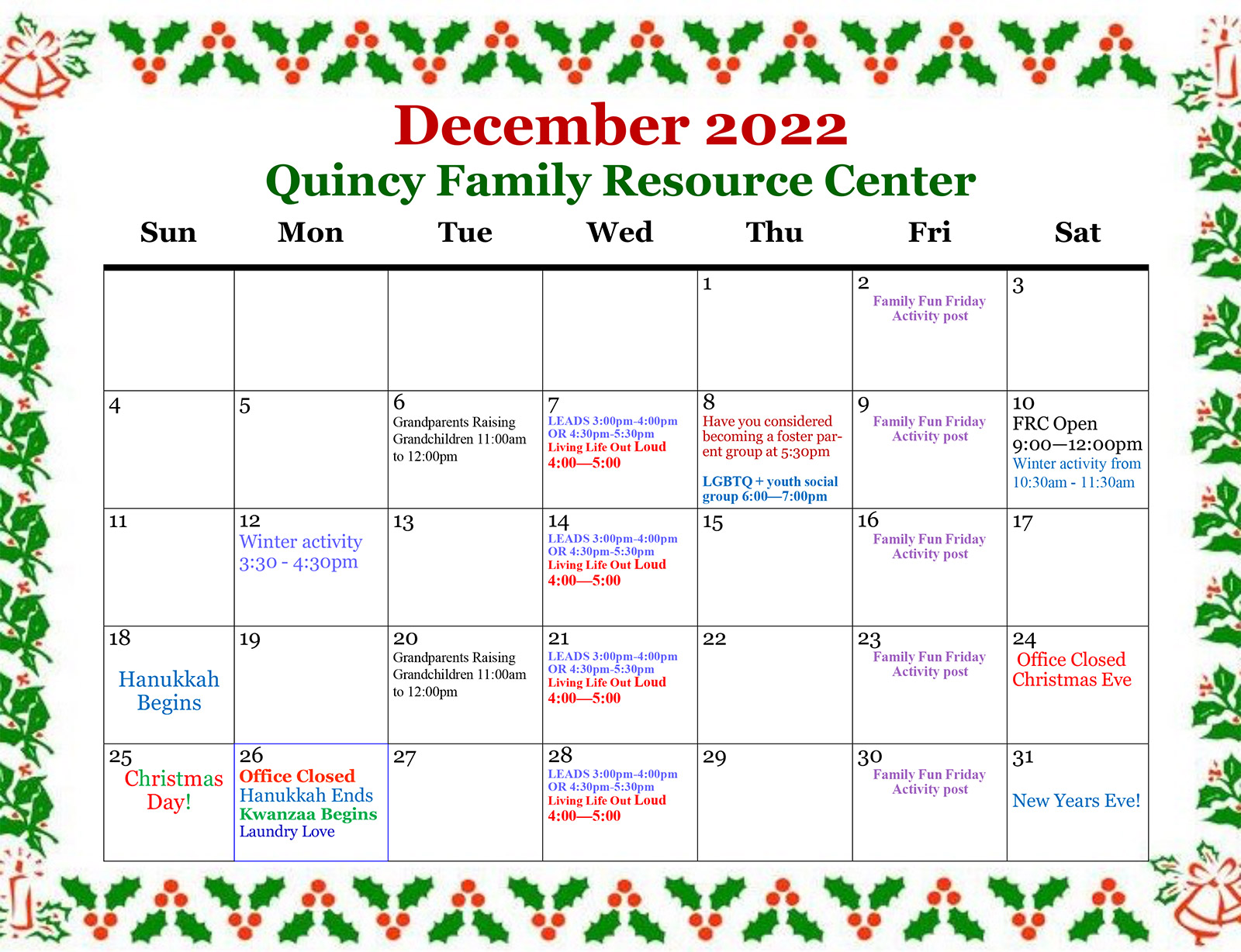 QFRC_September_2022-1 QFRC December 2022 Calendar